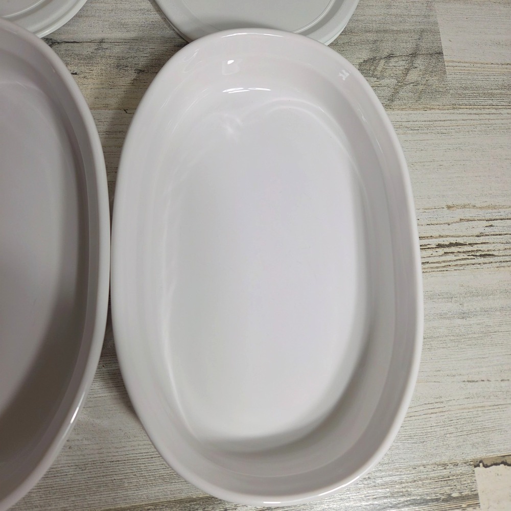 Vintage Corningware French White F-23-B Casserole Dishes 700ML Oval with Lids - Picture 8 of 9